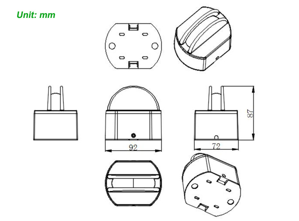 Product Size of Led window light 180degree