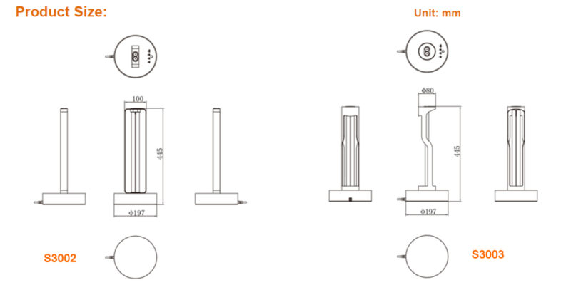 Product Size of Times' UVC Disinfection Light