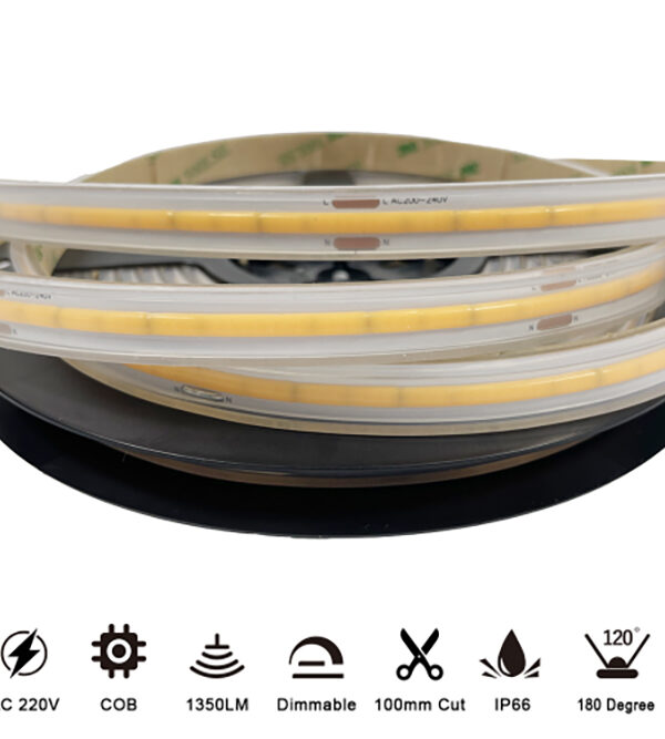 AC230V White Color COB LED Strip 480pcs chip 12W IP66