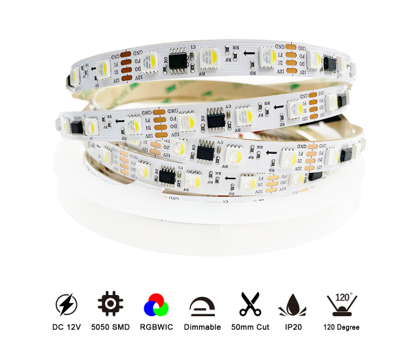 Addressable RGBW FW1834 IC Digital 60Leds DC 12V 12W IP20 5050 2OZ 10mm PCB Led Strip