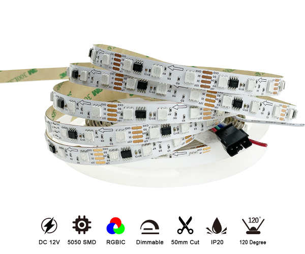 Addressable White Color TM1934 IC Digital 60Leds DC 12V IP20 IP65 IP67 IP68 5050 2OZ 10mm PCB Led Strip