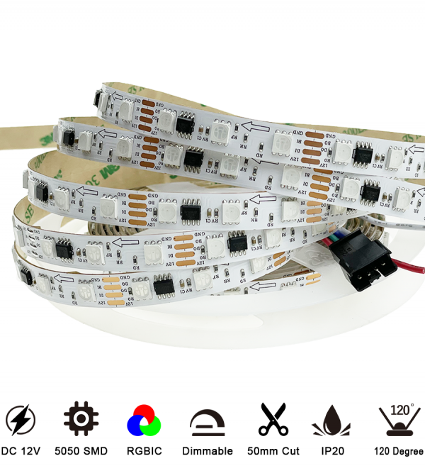 Addressable RGB TM1934 IC Digital 60Leds DC 12V 12W IP20 IP65 IP67 IP68 5050 2OZ 10mm Led Strip